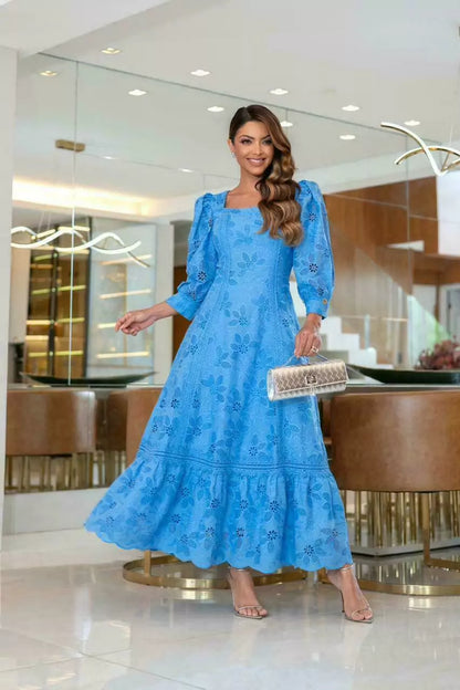 VESTIDO CLARA RICHELIEU 100% ALGODÃO COM GUIPIR MIDI