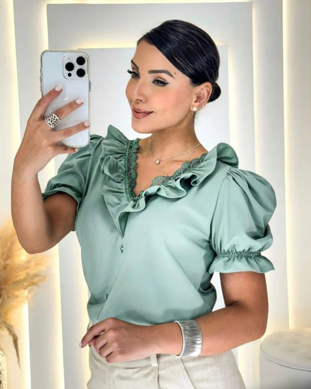 blusa manga bufante
