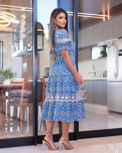 vestido midi richelieu